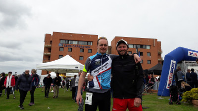 David et Hug un landais) à l'arrivée de la course