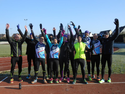 fin d'entraînement joyeuse après des 200m ,une vma ,le tout avec le froid