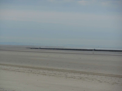 dans le lointain ,le site des moules de bouchot et les falaises