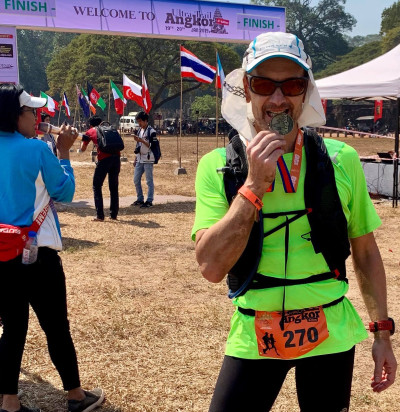 Eric finisher du marathon trail d'Angkor 2019