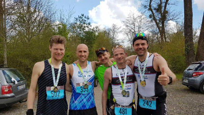 Eric, Fred, Christophe et Sylvain au Marathon de Chantilly